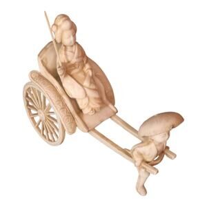 Vintage Japanese Geisha Rickshaw Figurine 5" Miniature Resin GUC